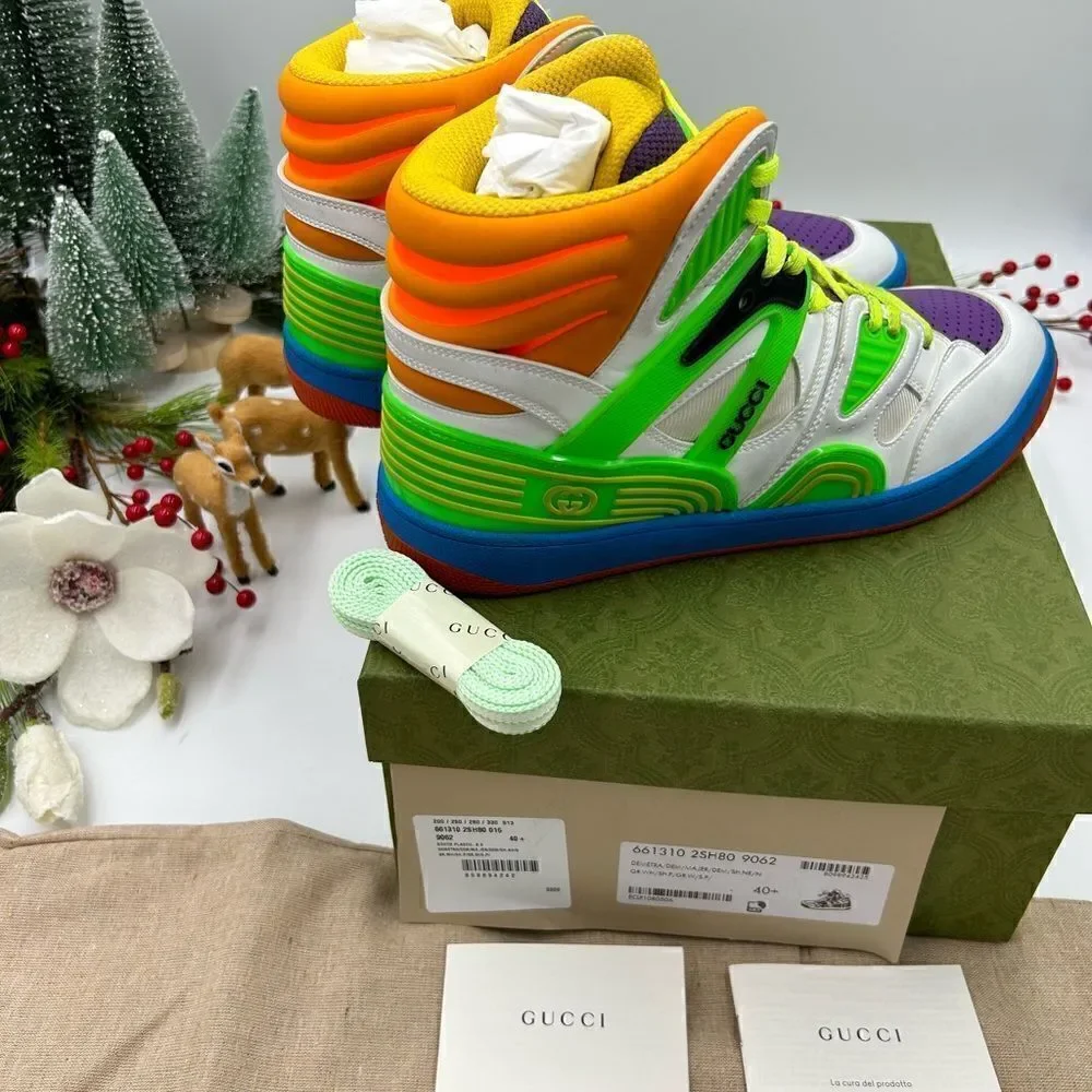 Women’s Gucci basket high top leather sneakers size 40.5 made in Italy. - Picture 3 of 10